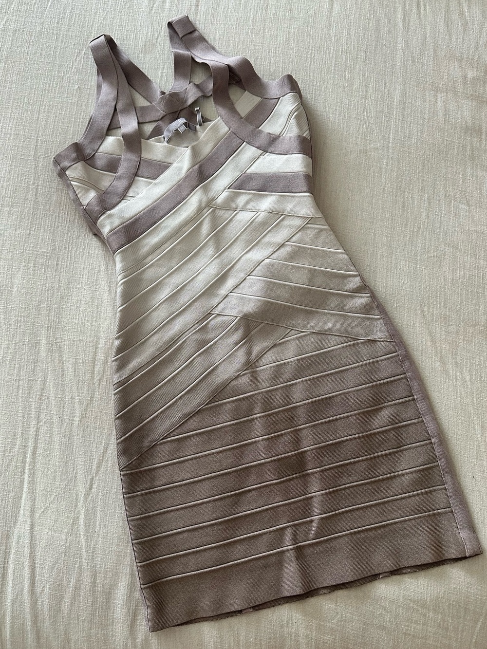 Stretta Bandage Bodycon Dress Colorblock Open Back Cocktail Dress